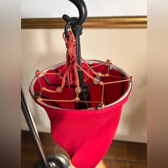 Pottery Barn Medina Moroccan Style Table Lamp With Maroon Fabric Shade - Picture 7 of 9